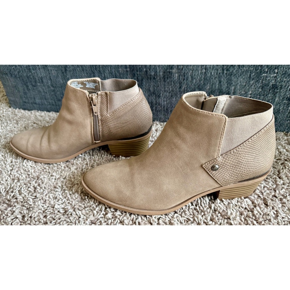 Simply Vera Vera Wang Vienna Sand Ankle Boots Womens 8 Tan Snake Embossed Exec